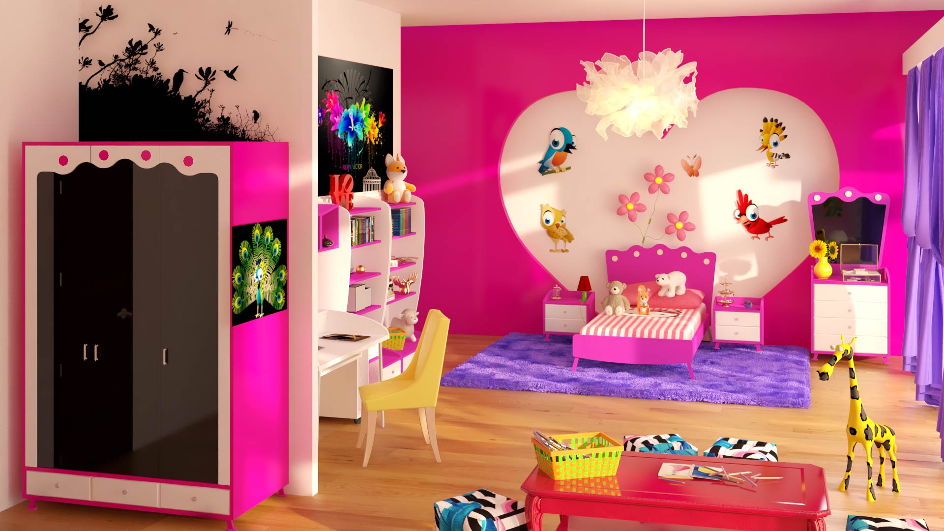 Design et décoration de chambre d'enfant, petite fille 10 ans.  par Marina Sije Graphiste 3d indépendante