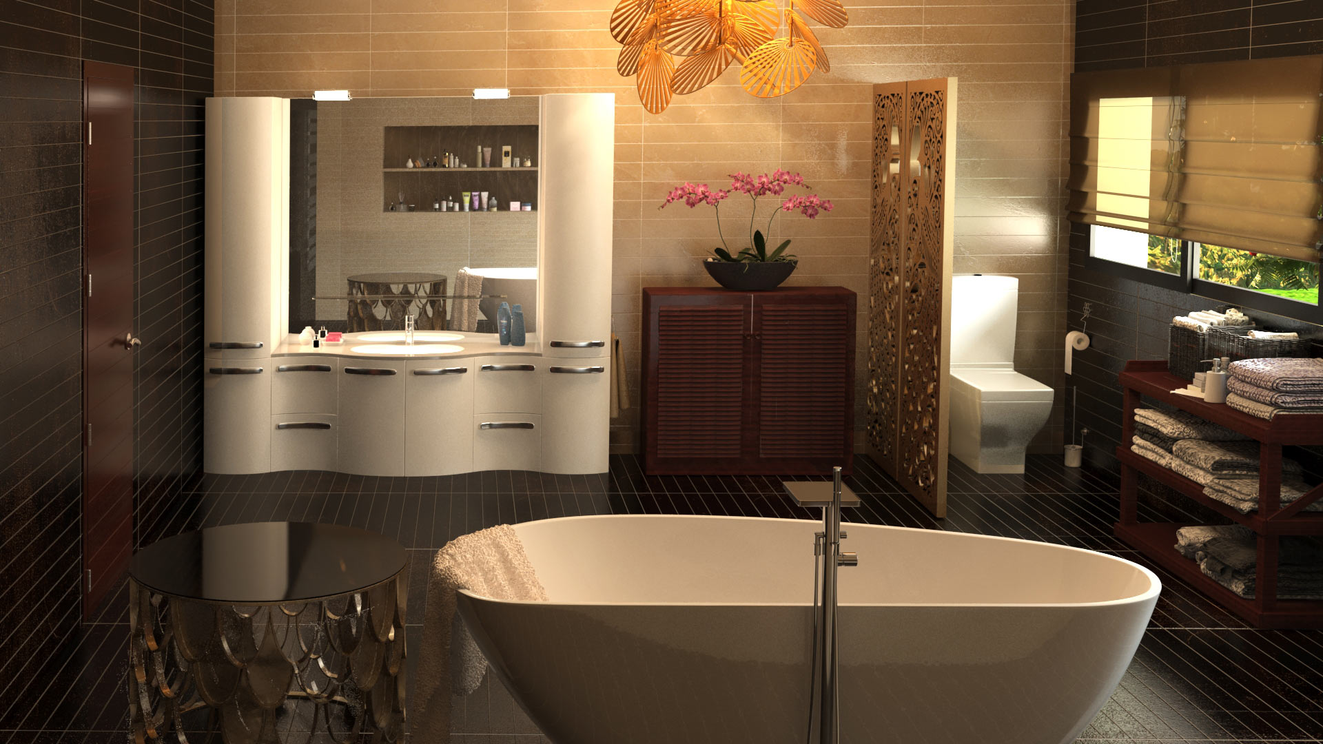 Infographiste 3d architecture d'intérieur, design d'une salle de bains